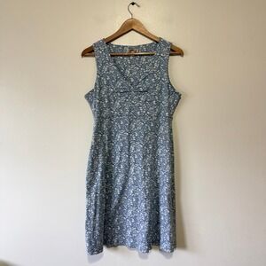 Toad&Co Womens Blue White Floral V-Neck Sleeveless A-Line Knit Dress Size M